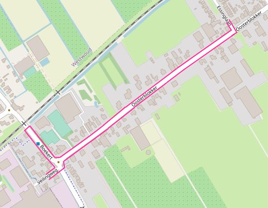 plattegrond wegwerkzaamheden Veilingweg en Boekert