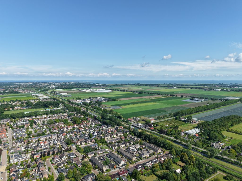 locatie van de te bouwen wijk drone foto